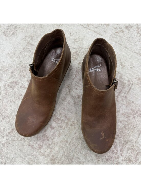 Amazon.com | Dansko Women Dansko Boots Womens Size 8.5 Brown Leather Ankle Zip Block Heel Booties
